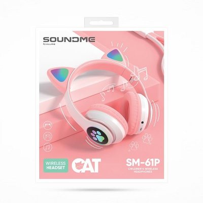 Soundme SM-61P Kedili Kulak Üstü Kulaklık Pembe