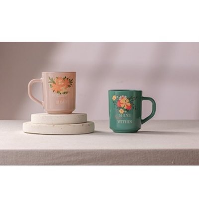 Rakle 2'li Kupa Seti Bej - Yeşil 246 cc