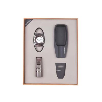 Parmida Çakmak Kesici Küllük Sehpa Dörtlü Siyah - Gunmetal Puro Seti