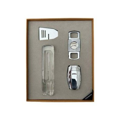 Parmida Çakmak Kesici Küllük Sehpa Dörtlü Gümüş Puro Seti