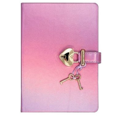 Victoria's Journals Hush Kilit Meta Defter 160 Yaprak Çizgili, Koyu Pembe