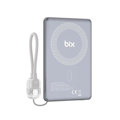 Bix PB114 5000mAh 20W Dahili Type-C Kablolu 15W Manyetik Kablosuz Şarj Özellikli Portatif Powerbank Taşınabilir Hızlı Şarj Cihazı