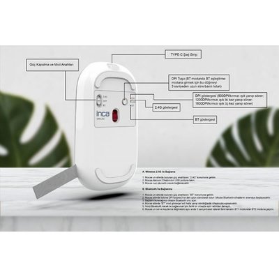 Inca IWM - 242K Bluetooth+Wireless Double Mod Rechargeable Cat Patterned Silent Mouse 