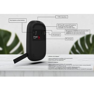 Inca IWM - 242S Bluetooth+Wireless Double Mod Rechargeable Handhold Silent Mouse 