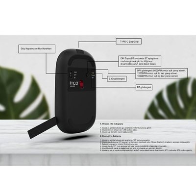 Inca IWM - 242G Bluetooth+Wireless Double Mod Rechargeable Handhold Silent Mouse 