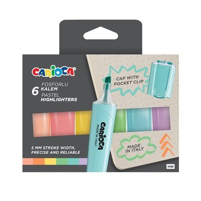  Carioca Pastel Fosforlu Kalem 6lı