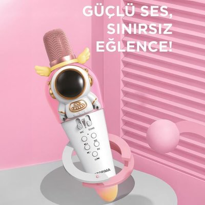 Torima KIDMIC-01 Astronot Wıreless Karaoke Mikrofon Ses Değiştirilebilir Efektleri Beyaz