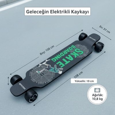 Kochler Elektrikli Kaykay H2B-02PRO 40 km/h Hız 25 km Menzil 120 kg Taşıma Çift Motor 1000W Güçlü Model