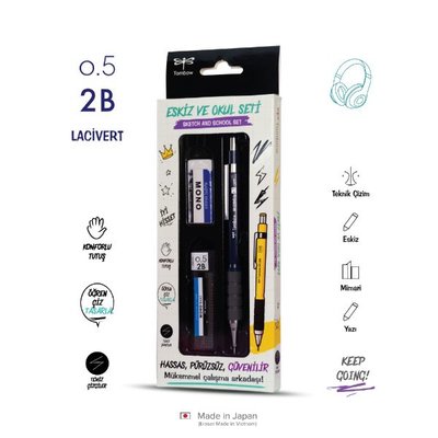Tombow SH-300 Grip Mekanik Kurşun Kalem 0,5mm Plastik Kutulu Set Lacivert