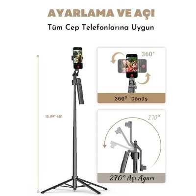 Piili AI Yüz Takip Tripod Stand P-A01 Siyah
