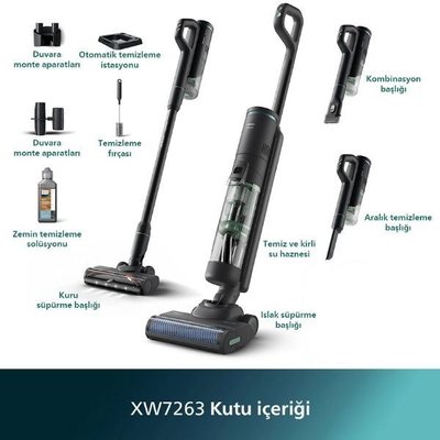 Philips 7000 Serisi AquaTrio XW7263/11 Islak Kuru Şarjlı Dikey Süpürge