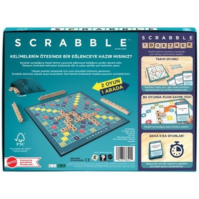Scrabble Orijinal Ahşap İkisi Bir Arada Türkçe JLJ64