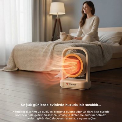 Torima HT-100 Taşınabilir Sessiz Hızlı Isıtma 500W Kompakt Mini Fan