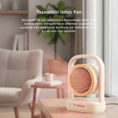 Torima HT-100 Taşınabilir Sessiz Hızlı Isıtma 500W Kompakt Mini Fan
