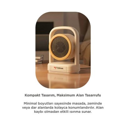 Torima HT-100 Taşınabilir Sessiz Hızlı Isıtma 500W Kompakt Mini Fan