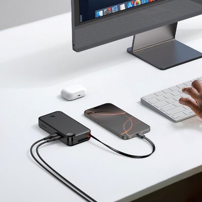 Mcdodo MC-3870 10000mAh 30W A+C Dijital Göstergeli Dahili USB-C Geri Çekilebilir Kablolu Powerbank 