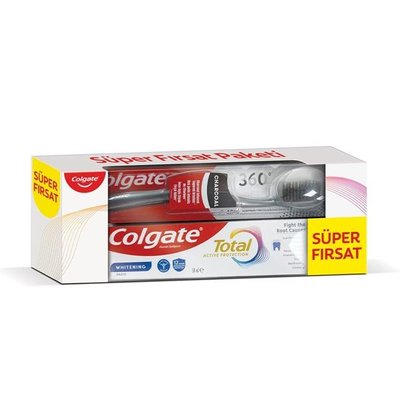 Colgate Tr Colgate Total Aktif Koruma Beyazlık Diş Macunu 50 ml + 360 Charcoal Diş ...