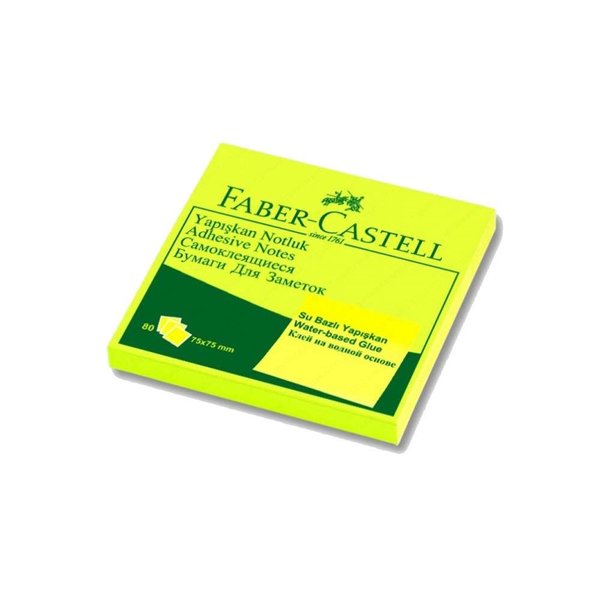 Faber-Castell 75x75 mm Fosforlu Sarı Yapışkan Notluk