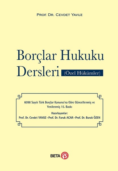 Borçlar Hukuku Dersleri (Özel Hükümler)