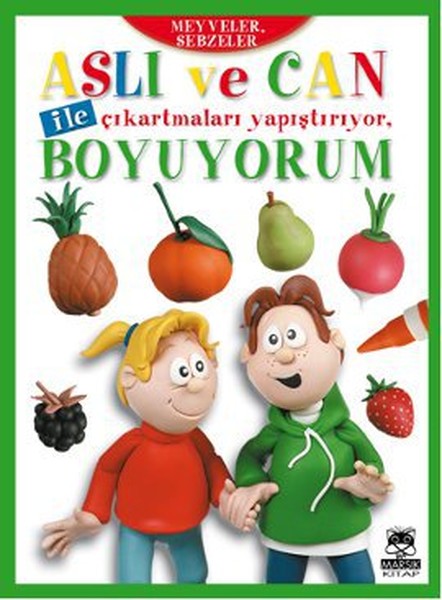 Aslı ve Can ile Çıkartmaları Yapıştırıyor Boyuyorum - Meyveler Sebzeler