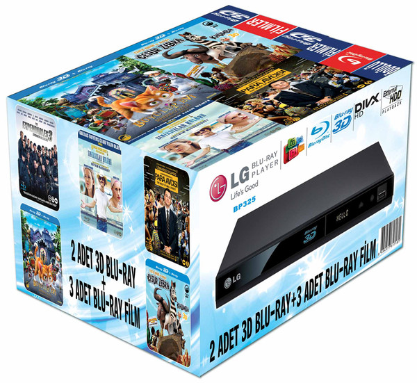 Blu-Ray Film + Player'lı set (2 adet 3D Blu-Ray + 3 adet Blu-ray Film + 1 Adet 3D Blu-ray Player)