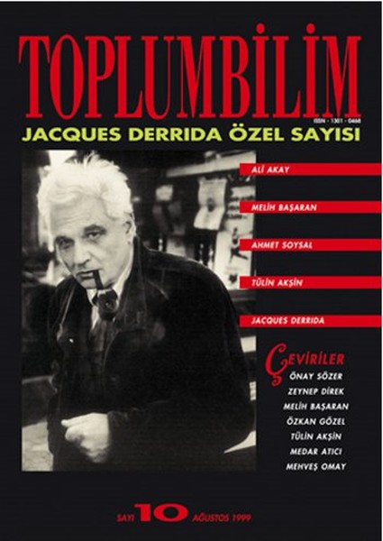 Toplumbilim Sayı: 10 Jacques Derrida Özel Sayısı