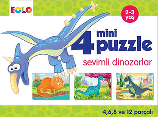 4 Mini Puzzle - Sevimli Dinozorlar