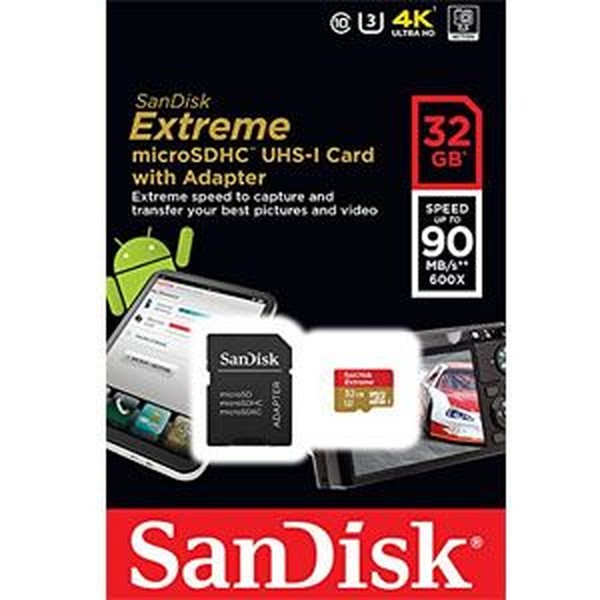 SanDisk Extreme MicroSDHC 32GB SD Adapter For Action Sports Cameras 