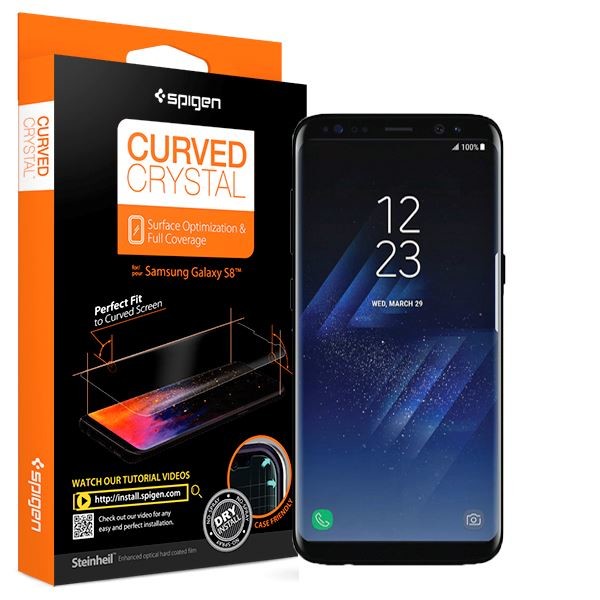 Spigen Galaxy S8 Ekran Koruyucu Curved Crystal HD Kavisli Tam Kaplayan - 2 Adet