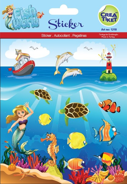 Crea 1218 Yaldızlı Şeffaf Fish World Etiket