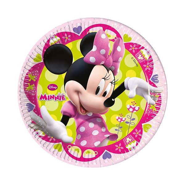 Minnie Kağıt Tabak Pembe Fiyonklu