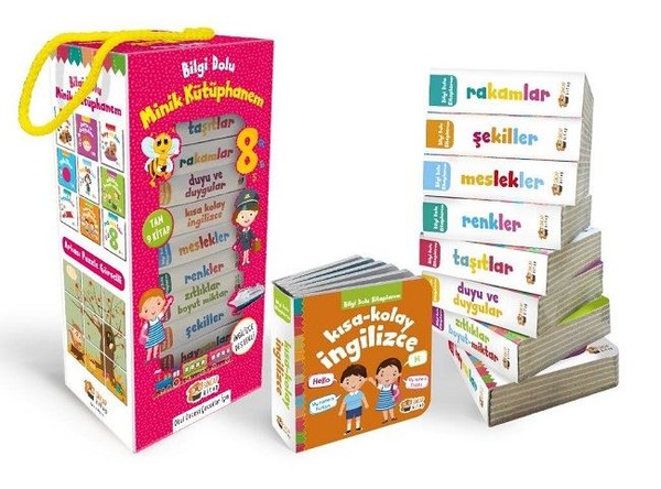 İngilizce Destekli Bilgi Dolu Minik Kütüphanem-9 Kitap Pembe Kutu