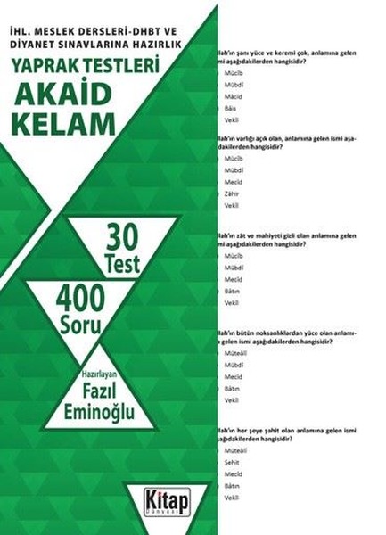 Akaid Kelam-İHL.Meslek Dersleri DHBT ve Diyanet Sınavlarına Hazırlık Yaprak Testleri