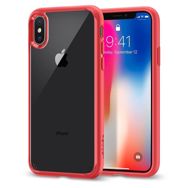 Spigen iPhone X Kılıf Ultra Hybrid - Red