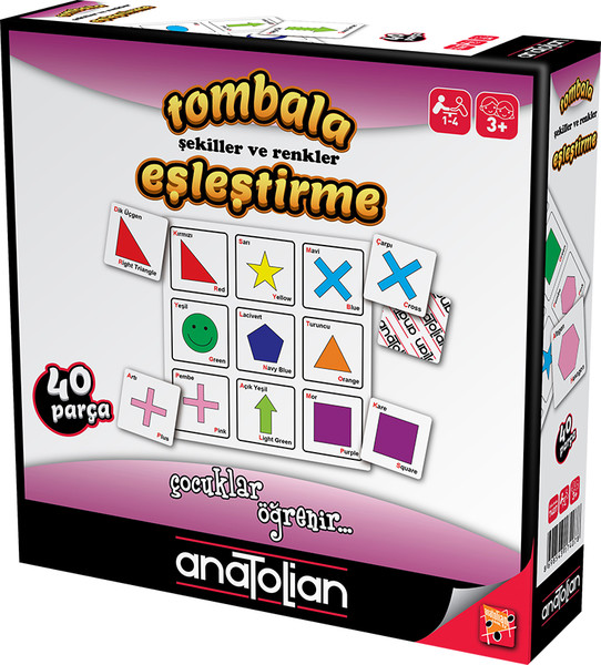 Anatolian Tombala Şekiller ve Renkler Eşleştirme 40 Parça Eğitici Oyun