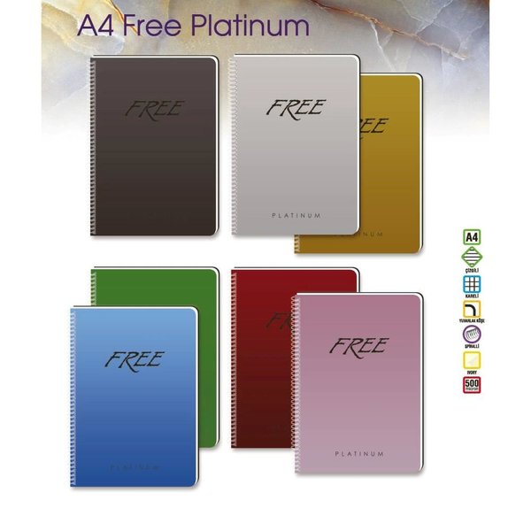 K.Color Def.FreePlatinum A4 80Yp.Kareli