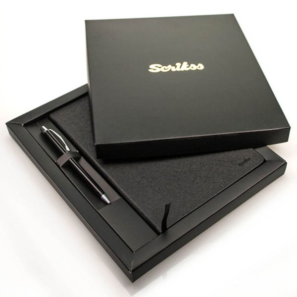 Scrikss Chester Premium Defter A5 Siyah + 29 Tükenmez Kalem Siyah SD300-1