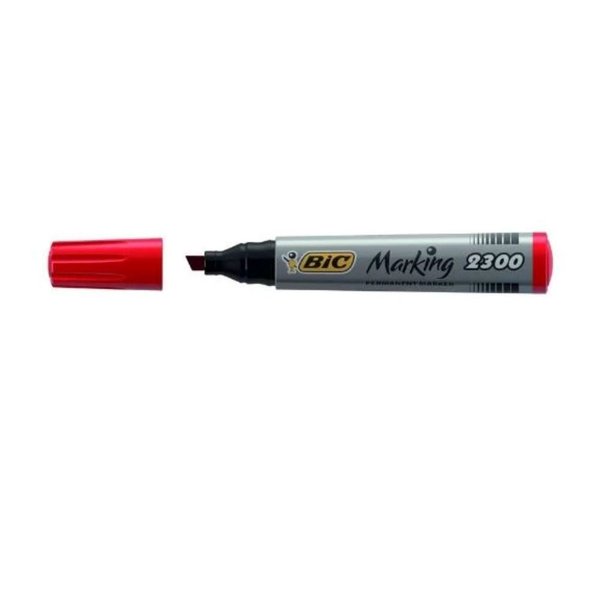 Bic 8209243 Permanent Kesik Uç Markör Kalem - Kırmızı 2300