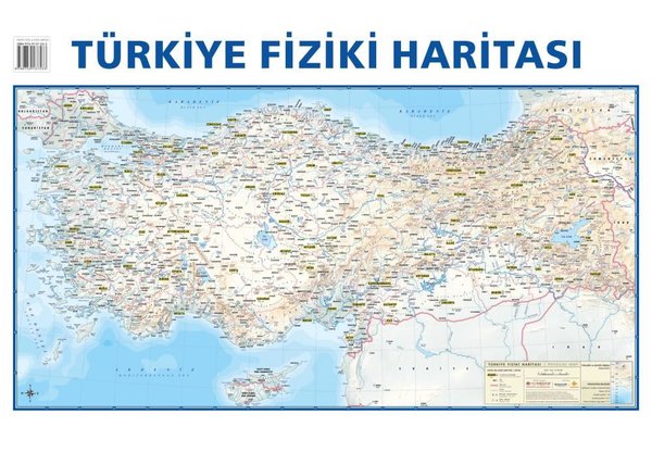 Mep Medya-Türkiye Siyasi-Türkiye Fiziki Çift Taraflı(Duvar Haritası) 50x70cm