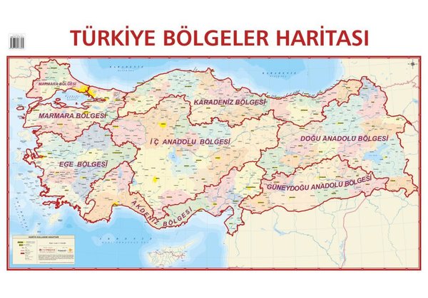 Mep Medya-Türkiye Bölgeler Haritası 70x100cm