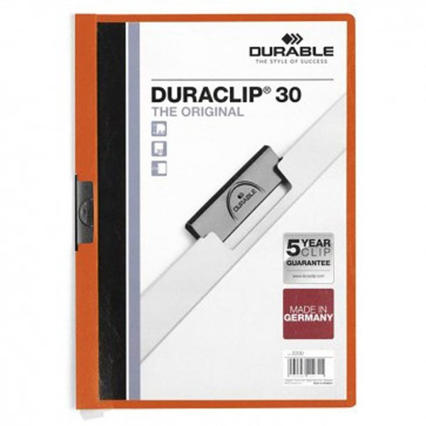 Durable Duraclip Sıkıştırmalı Dosya 30 Sayfa Kapasiteli Turuncu