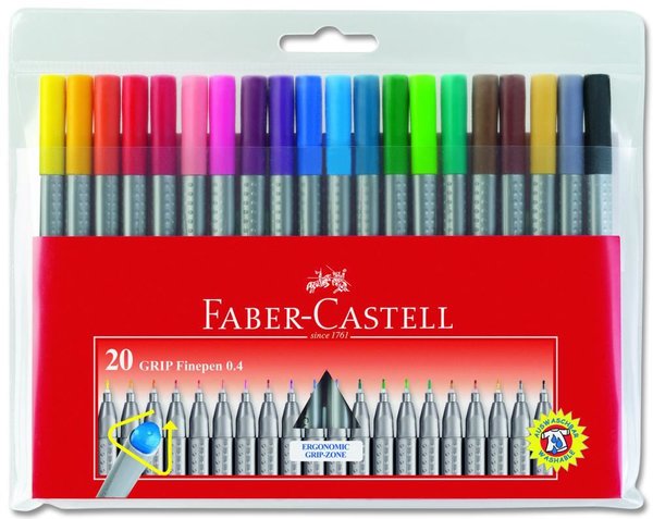 Faber Castell Grip Finepen 0.4mm 20'li Poşet