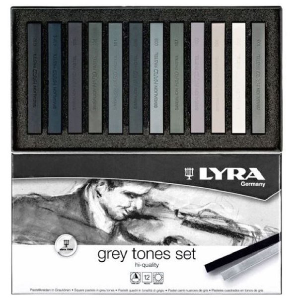 Lyra Polycrayons Soft 12li Toz Pastel Boyası Gri Ton
