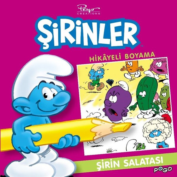 Şirin Salatası-Şirinler Hikayeli Boyama