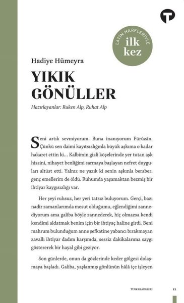 Yıkık Gönüller-Latin Harfleriyle İlk Kez