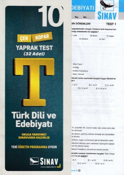 Sınav 10. Sınıf Türk Dili ve Edebiyatı Yaprak Test