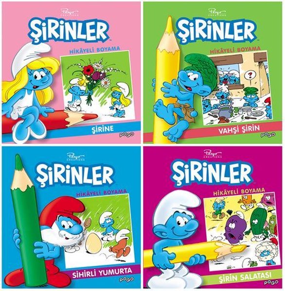 Şirinler Hikayeli Boyama Seti-4 Kitap Takım