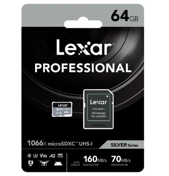 Lexar 64 GB 1066x microSDXC UHS I up to 160MB s Okuma Hızı 70MB s Yazma