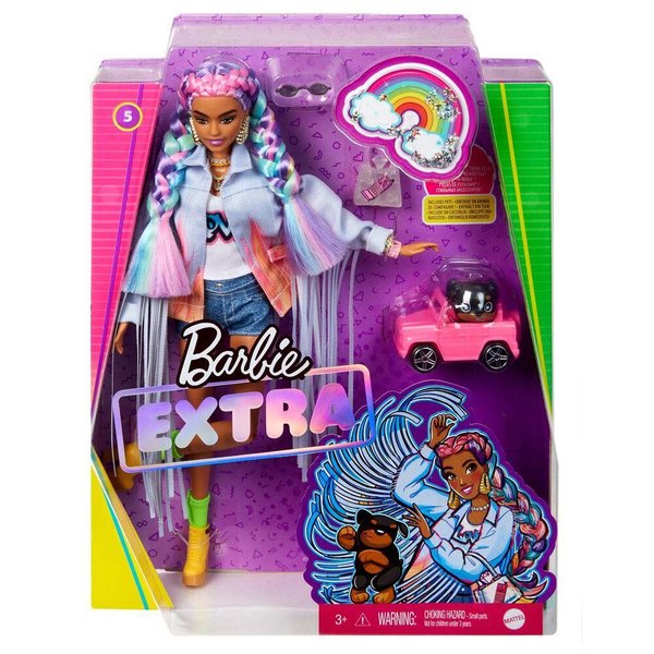 Barbie Extra Renkli Örgü Saçlı Bebek