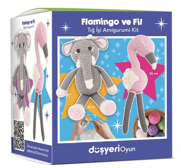 Düşyeri Amigurumi Set Flamingo/Fil